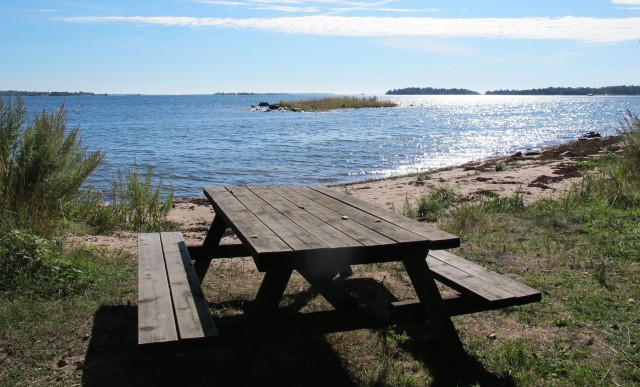 Foto av strand. Riddersholm.